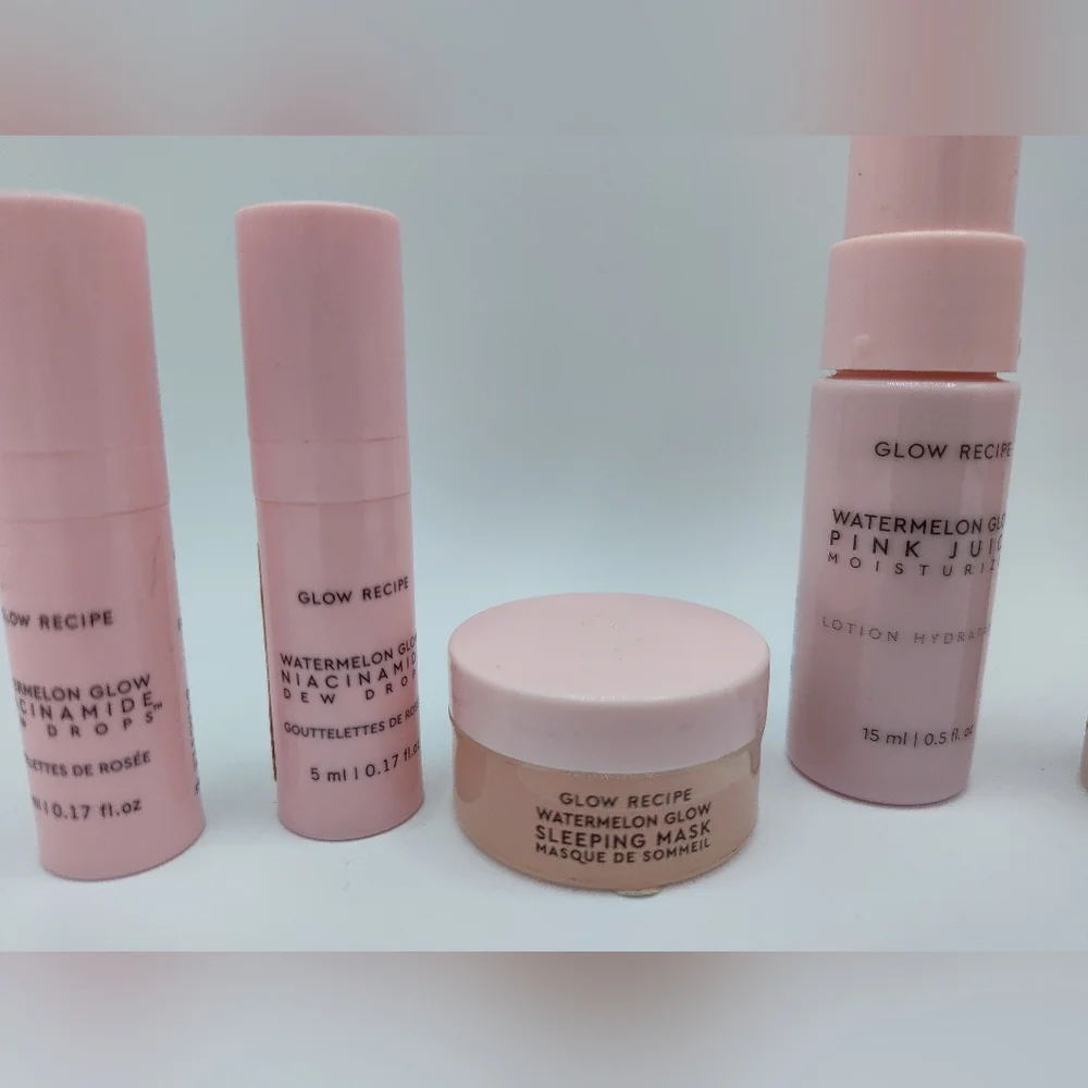 Glow Recipe Watermelon Glow Mini Set Dew Drops  Pink Juice  Sleeping Mask - Picture 3 of 4